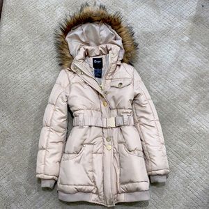 Girls jacket with detachable fur hood